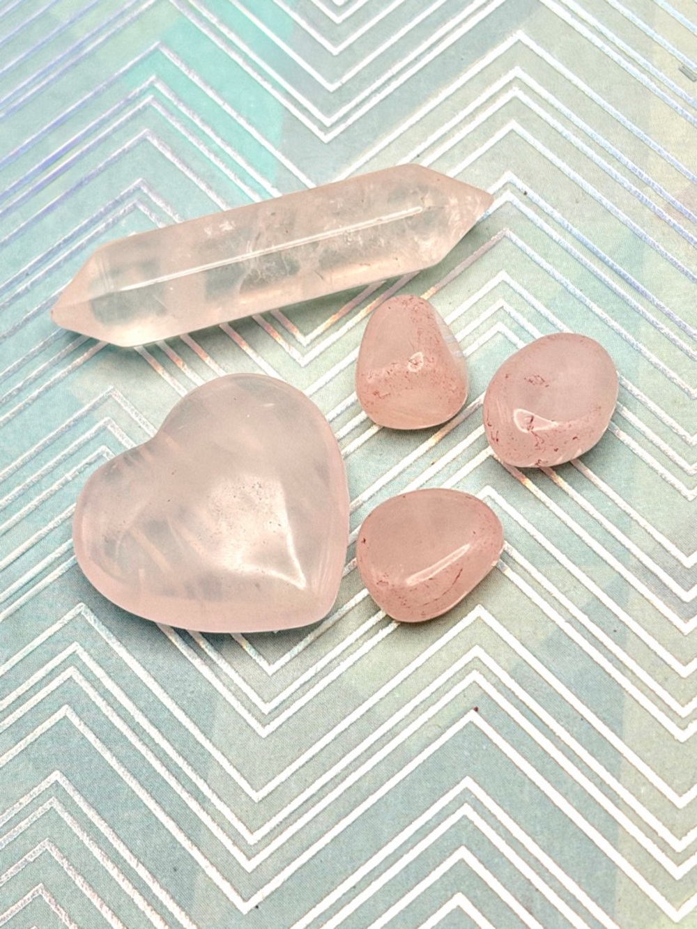 Rose Quartz Crystal Set - Soft Pink Healing Stones